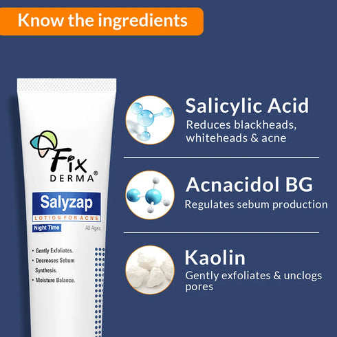 Fixderma Skincare Salyzap Night | Time Lotion For Acne Prone Skin